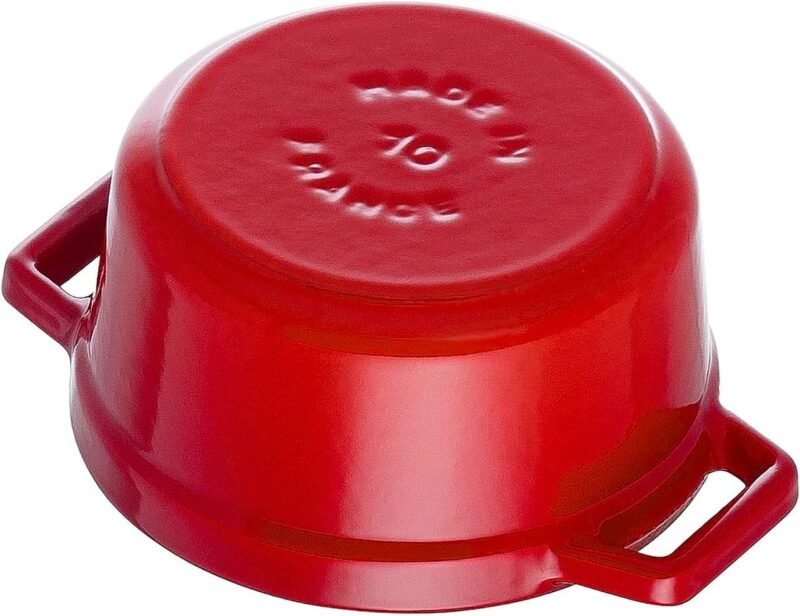 Staub Cast Iron 0.25-qt Mini Round Cocotte - Cherry, Made in France - Image 3