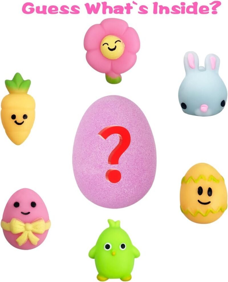 Jofan 6 Pack Easter Bubble Bath Bombs with Easter Squishy Toys Inside for Kids Girls Boys Easter Basket Stuffers Gifts - Image 4