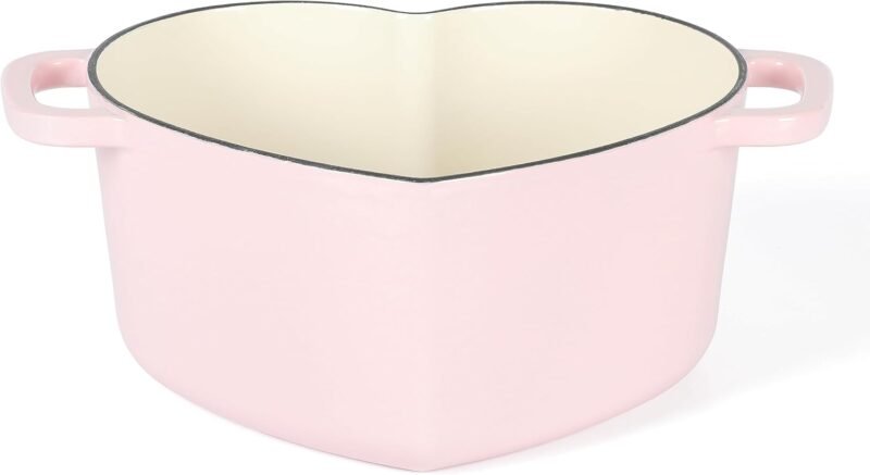Martha Stewart Heart Shaped 4-Quart Enamel Cast Iron Dutch Oven - Pink - Image 3