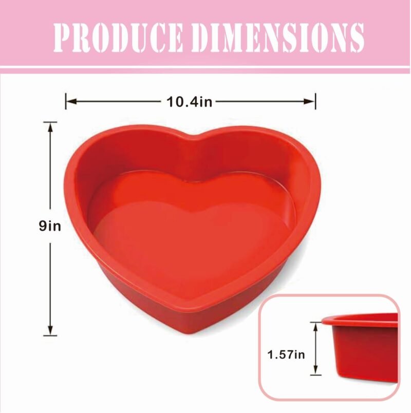 2 Packs Silicone Heart Shaped Cake Pans for Baking, 10inch Cake Molds for cakes and Chocolate Cakes, Non-stick silicone bakeware sets, Easy Clean, Freezer, Microwave and Oven Safe - Image 2