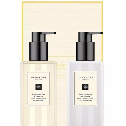 Jo Malone London English Pear & Freesia Bath & Body Collection - Body & Hand Wash (250ml), Body & Hand Lotion (250ml.) and Ceramic display tray.