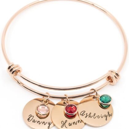Personalized Birthstone Bracelet Custom Engraved Name Charm, Friendship Jewelry for Bridesmaid, Mom Valentines Gift, Best Gift for Grandma, Matching Bracelets for Women – ABR-LC-BS