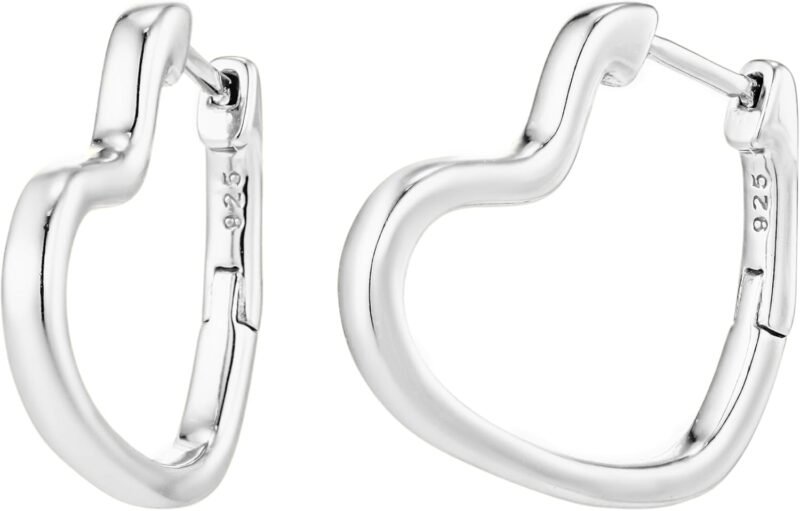 CAITLYNMINIMALIST 18K Gold Sterling Silver Dainty Heart Hoop Earrings for Women