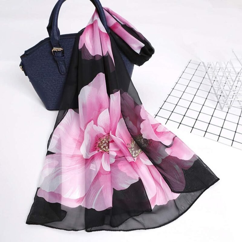 E-Clover Women Soft Floral Print Shawl Chiffon Sheer Scarf - Image 4