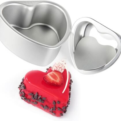 Heart Shaped Cake Pans 4 Inch and 6 Inch Set of 2 Aluminum Heart Cake Pans with Removable Bottoms for Baking Romantic Desserts