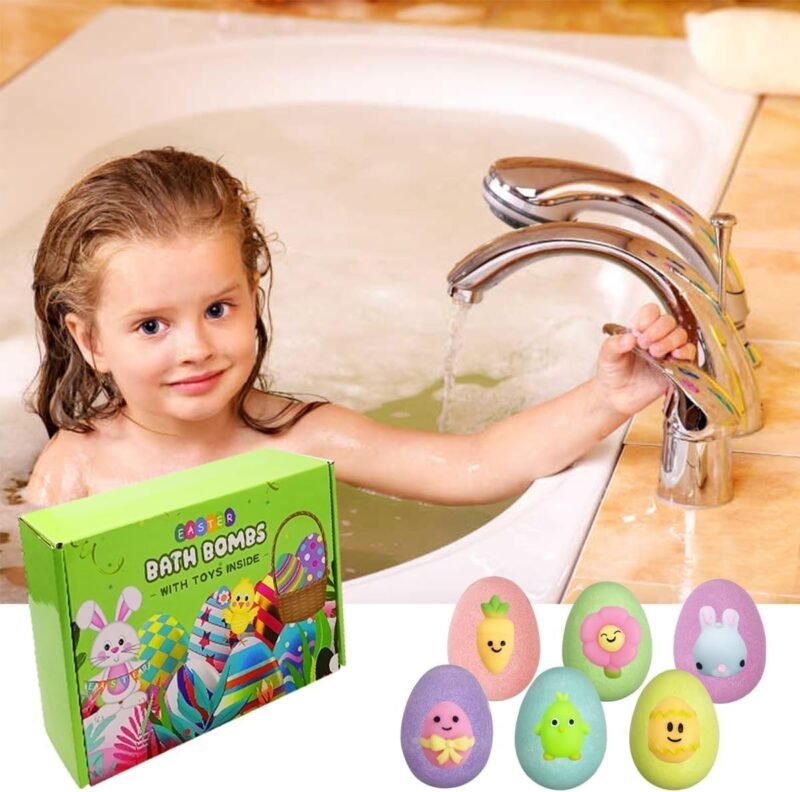 Jofan 6 Pack Easter Bubble Bath Bombs with Easter Squishy Toys Inside for Kids Girls Boys Easter Basket Stuffers Gifts - Image 6