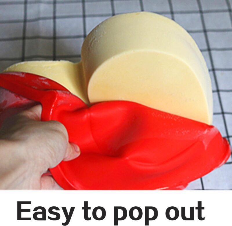 2 Packs Silicone Heart Shaped Cake Pans for Baking, 10inch Cake Molds for cakes and Chocolate Cakes, Non-stick silicone bakeware sets, Easy Clean, Freezer, Microwave and Oven Safe - Image 3