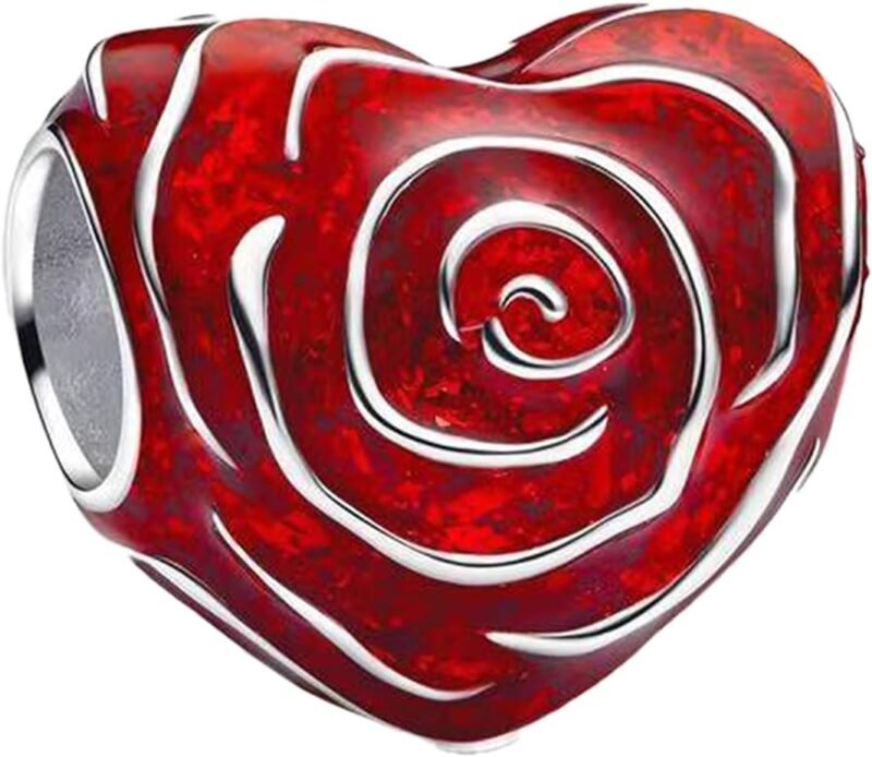 Love and Heart Charms 925 Sterling Silver for Bracelets and Necklaces Couple Pendant Beads Valentine's Day Mother's Day Jewelry Gifts for Women