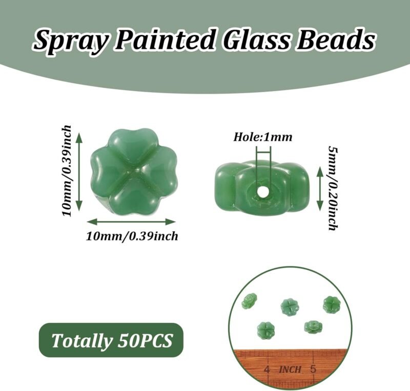 Beadthoven 50pcs Green Shamrock Clover Imitation Jade Glass Beads St. Patrick’s Day Four Leaf Clover Loose Spacers Charm Beads for DIY Bracelet Necklace Earring Lucky Jewelry Making Supplies Decor - Image 5