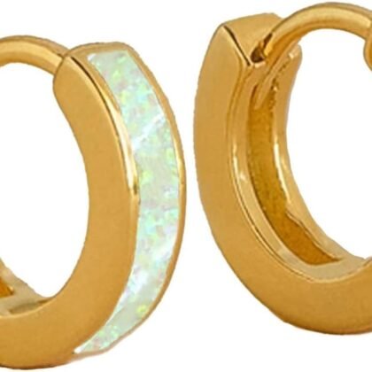 CAITLYNMINIMALIST Opal Inlay Huggies Mini Tiny Hoop Earrings For Women