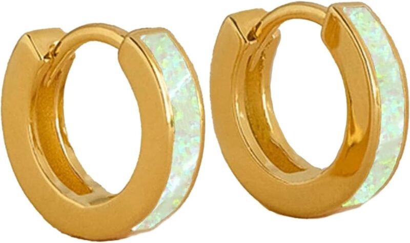 CAITLYNMINIMALIST Opal Inlay Huggies Mini Tiny Hoop Earrings For Women