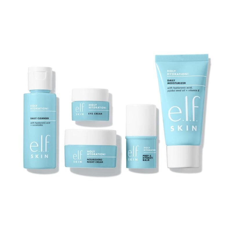 e.l.f. SKIN Holy Hydration! Jet Set Hydration Kit, Travel Friendly Hydrating Skincare Set, Face Cleanser, Balm, Moisturizer, Eye Cream & Night Cream, Vegan & Cruelty-Free - Image 2