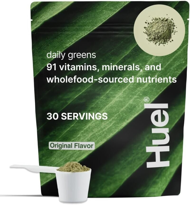 Huel Daily Greens | Superfood Greens Powder | 91 Vitamins, Minerals, and Wholefood-Sourced Ingredients | Adaptogens, Antioxidants, Gut-Friendly Probiotics | 30 Servings
