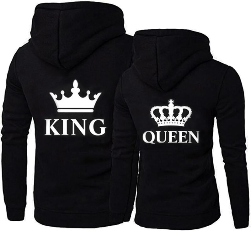 King Queen Hoodies His and Her Sweatshirts Couple Matching Outfits Sweaters - Image 5
