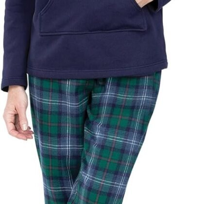 PajamaGram Womens Flannel Pajamas Sets - Pajamas for Women, Hoodie Top