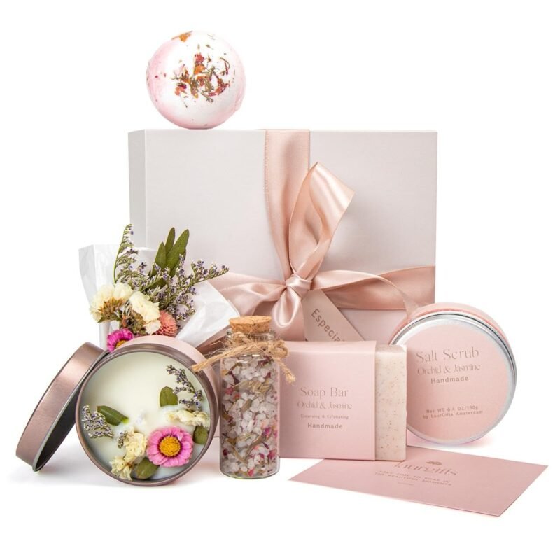 Orchid & Jasmine Spa Gift Set for Women – Luxurious Valentine's Day Spa Gift Baskets for Women – Perfect Birthday Gifts for Women, Gifts for Mom, Wife, Sister, Friend, Bath Gifts for Women - Image 8