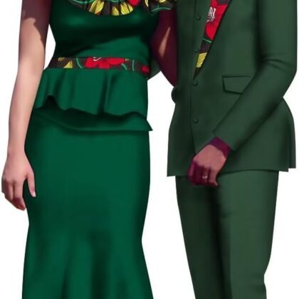 African Couple Clothes Matching Sets Satin Long Dresses for Women and African Suits for Men Dashiki Lovers Outfits