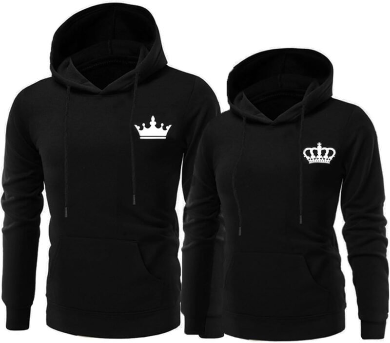 King Queen Hoodies His and Her Sweatshirts Couple Matching Outfits Sweaters - Image 6