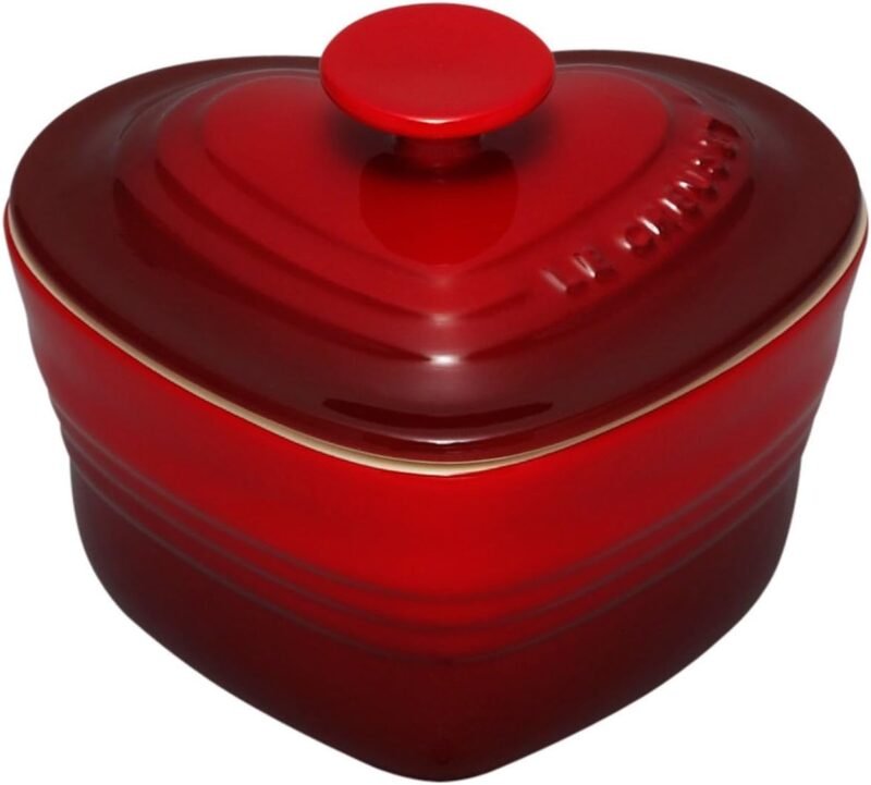 Le Creuset Stoneware Heart Ramekin with Cover, Red