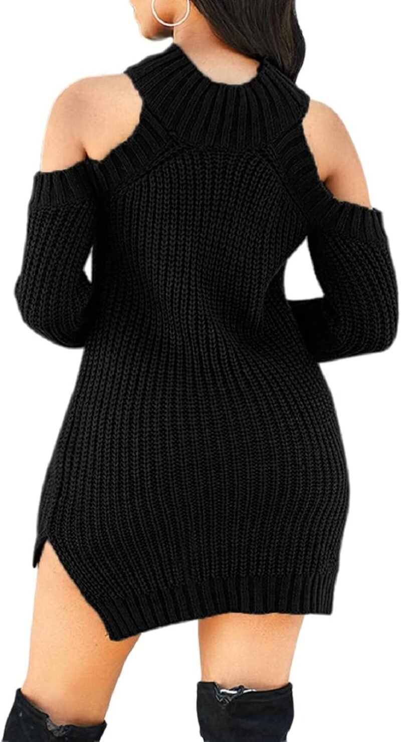 Sweater Dress for Women Elegant Casual Knit Long Sleeve Off Shoulder Pullover Winter Dresses - Image 2