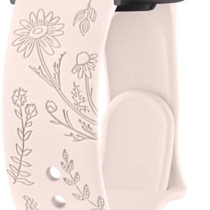 Floral Engraved Bands for IDW13,IDW16,IDW19 Smartwatch Bands, 22mm Soft Silicone Flower Pattern Replacement Strap for Fitpolo IDW13/Woneligo W13 Smartwatch Bands,ENOMIR/TOOBUR/MILOUZ/Gydom/Faweio/Veryfit IDW19 Smartwatch Bands