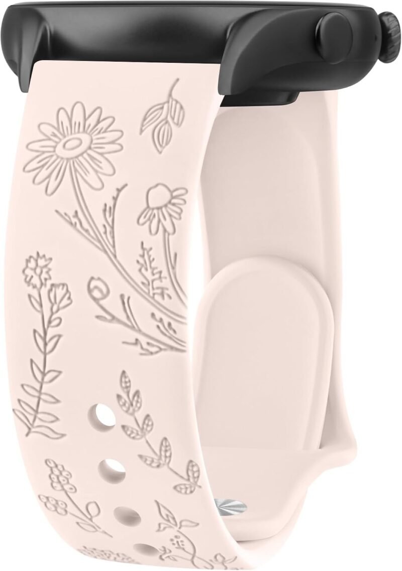 Floral Engraved Bands for IDW13,IDW16,IDW19 Smartwatch Bands, 22mm Soft Silicone Flower Pattern Replacement Strap for Fitpolo IDW13/Woneligo W13 Smartwatch Bands,ENOMIR/TOOBUR/MILOUZ/Gydom/Faweio/Veryfit IDW19 Smartwatch Bands
