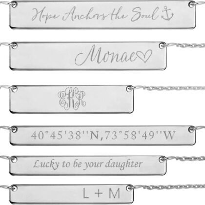 Custom Name Bar Necklace Sterling Silver - Personalised Nameplate Necklace with Any Name
