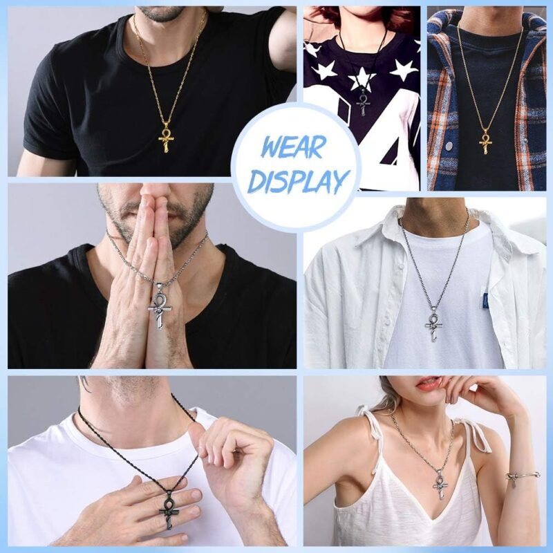 FaithHeart Eye of Horus Necklace Ankh Cross Necklaces, Stainless Steel Ancient Egyptian Coptic Jewelry for Men Women, Wedjat Eye Pendants Customize Available - Image 5