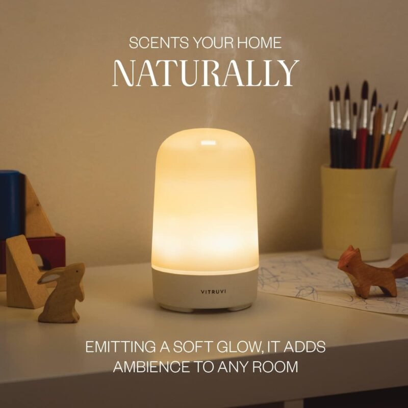 Vitruvi Glow Diffuser, Ultrasonic Essential Oil Diffuser | Oil Diffuser Essential Oils, Aromatherapy Diffuser | Diffusers for Home, Kids Room Diffuser, Room Decor (100 ml) White - Image 2