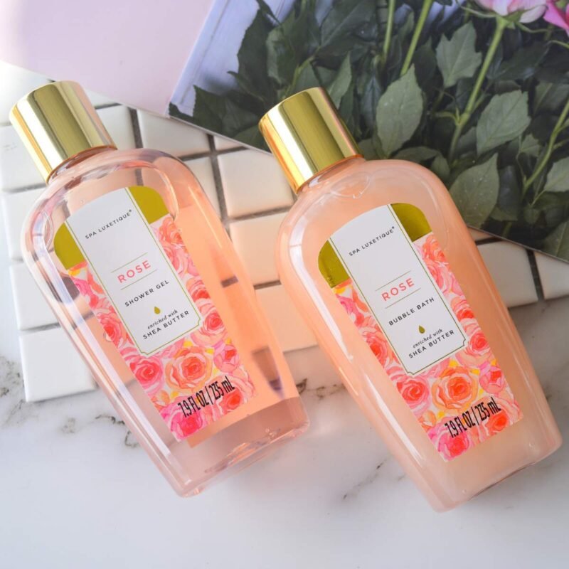 Spa Luxetique Spa Gift Set, Bath Gift Set for Women, 10 Pcs Rose Bath Set, Pink Tote Gift Bag with Shower Gel, Bubble Bath, Body Lotion, Hand Cream, Beauty Gifts for Women - Image 3