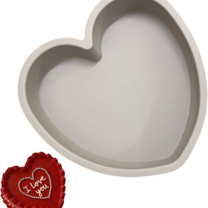 Silicone Heart Shaped Cake Pans – 9 Inch Nonstick Food-Grade Heart Cake Pan, Oven & Microwave Safe Heart Molds for Baking – Easy to Clean in Just 2 Seconds