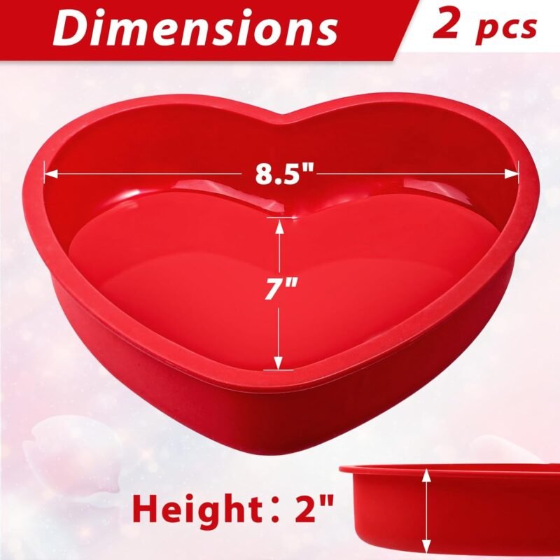 Webake Silicone Heart Shaped Cake Pans, 8 Inch Nonstick Heart Cake Pan Heart Cake Baking Mold, Set of 2 - Image 6