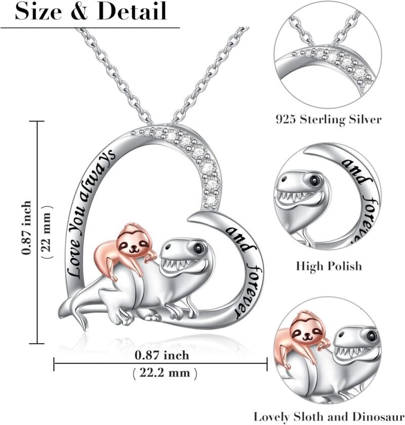 Yearace Sterling Silver Mother and Child Animals Necklace Love Heart Pendant Necklace Cute Animal Jewelry Mother's Day Gifts for Mother Wife - Image 5