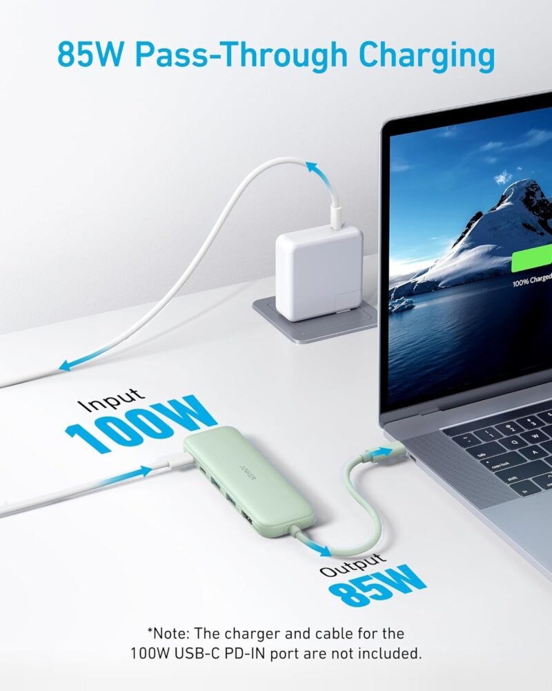 Anker 332 USB-C Hub (5-in-1) with 4K HDMI Display, 5Gbps USB-C Data Port and 2 5Gbps USB-A Data Ports and for MacBook Pro, MacBook Air, Dell XPS, Lenovo Thinkpad, HP Laptops and More(Green) - Image 3