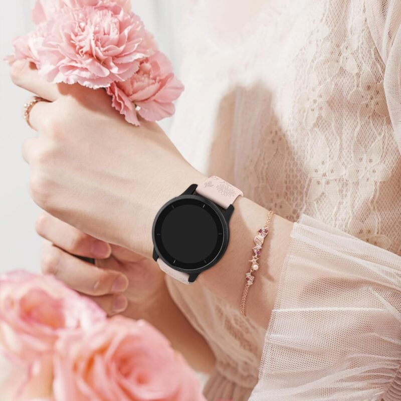 Floral Engraved Bands for IDW13,IDW16,IDW19 Smartwatch Bands, 22mm Soft Silicone Flower Pattern Replacement Strap for Fitpolo IDW13/Woneligo W13 Smartwatch Bands,ENOMIR/TOOBUR/MILOUZ/Gydom/Faweio/Veryfit IDW19 Smartwatch Bands - Image 6