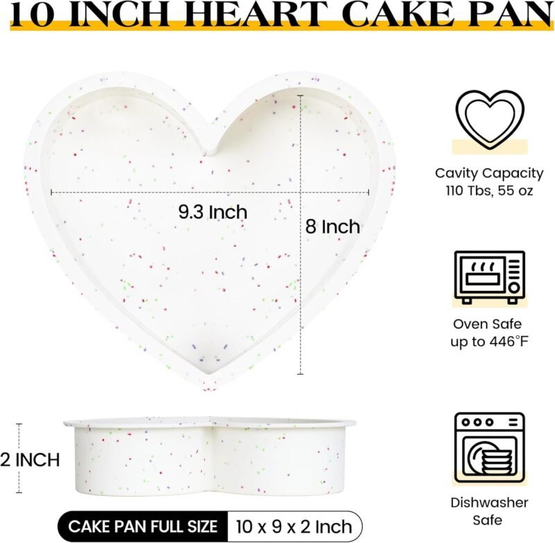 Silicone Heart Shaped Cake Pans 10 Inch Large Heart Cake Pan for Valentine's Day Nonstick Silicone Heart Molds for Baking (2 Pcs Set, Cream) - Image 2