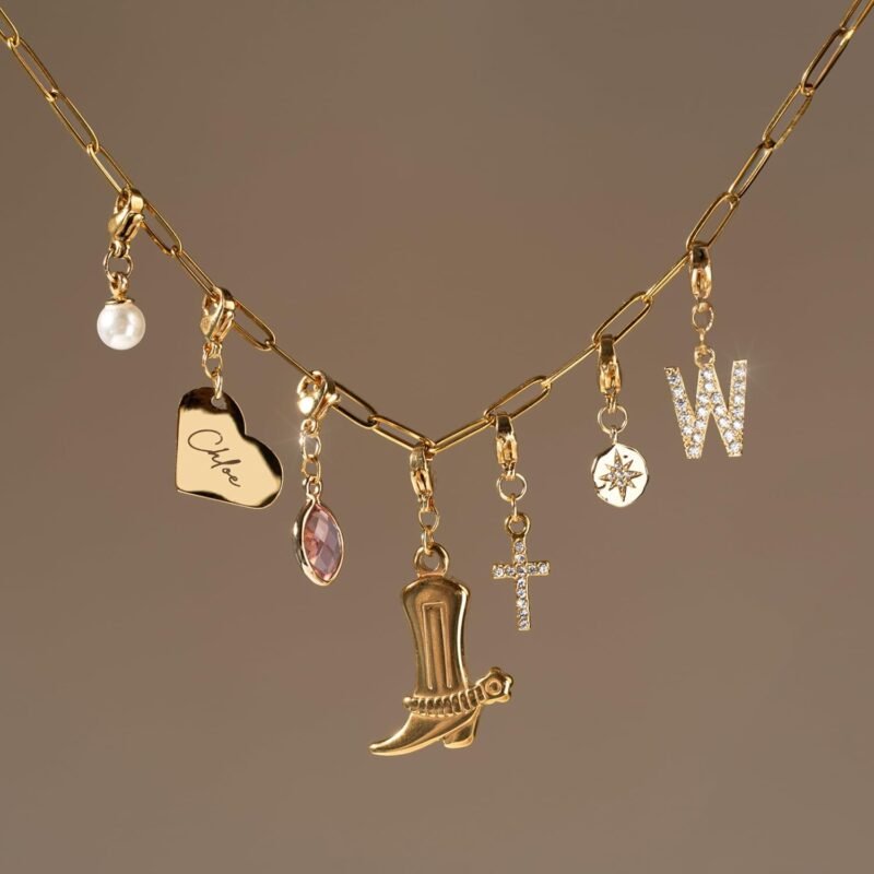 Custom Gold Charm Necklace Personalized Gifts for Mom from Daughter, Grandma Necklace Engravable Charms, Unique Mother's Day Jewelry Gift for Her -P-CHARM-MIX-N, - Image 3