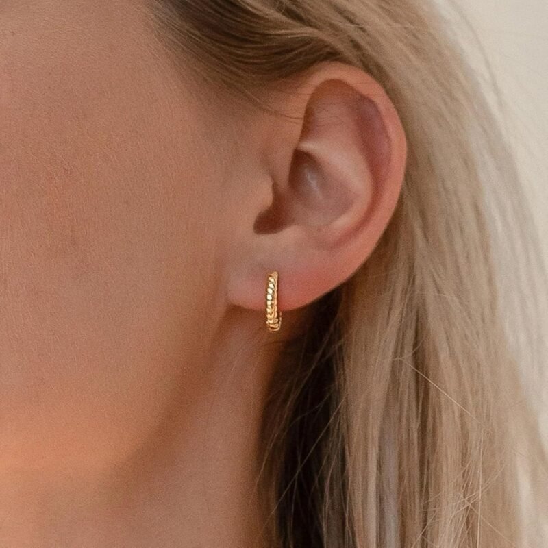 CAITLYNMINIMALIST 18K Gold Sterling Silver Classic Chunky Bold Croissant Hoop Earrings Jewelry Gift for Women - Image 2