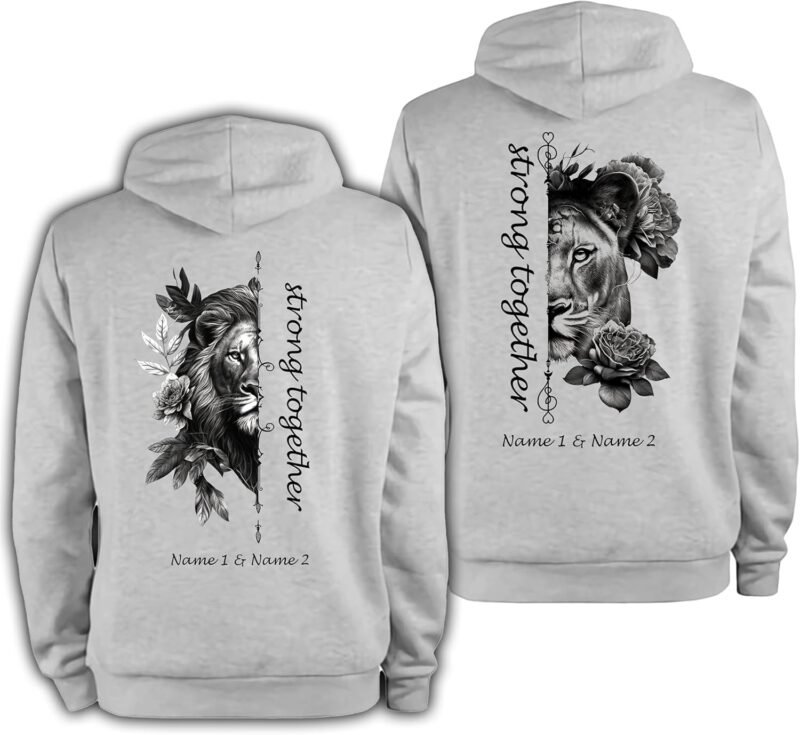 Camelliaa Shop Personalized Lion Couple Queen And King T-Shirt and Hoodie 2D S-5XL, Couple Hoodies, Matching Couple Hoodie - Image 2