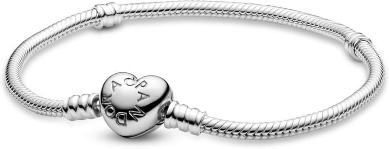 PANDORA Moments Heart Clasp Snake Chain Bracelet - Compatible Moments Charms - Gift for Her - Sterling Silver - With Gift Box - Image 2