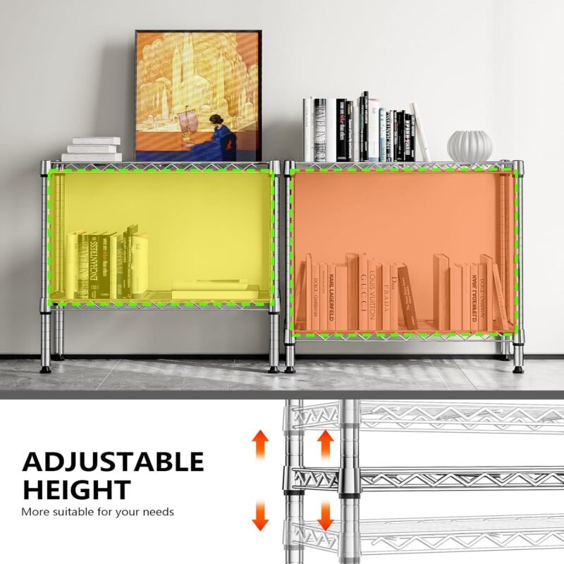 MZG 220 lbs 2 Tier Storage Rack Metal Wire Shelving Unit, Storage Standing Household Shelf Organizer for Laundry Bathroom Kitchen Pantry Closet Garage Utility Room, Chrome 11.8" D x 27.6" W x 23.4" H - Image 7