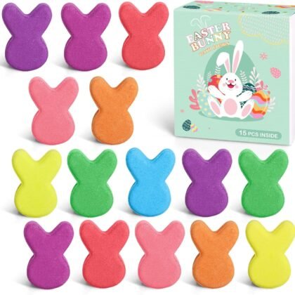 Easter Bath Bombs Gifts for Kids - 15 Pcs Easter Bunny Mini Bath Bombs for Boys Girls, Handmade Bubble Bath Fizzes Bomb Fit for Easter Egg, Easter Basket Stuffers and Party Favor
