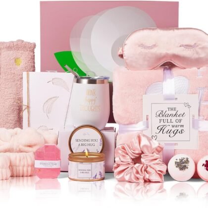 Birthday Gifts for Women, Get Well Soon Gifts for Women, Self Care Gifts for Women,11 Pcs Spa Gifts Basket with Luxury Flannel Blanket and Tumbler, Unique Valentine's Day Gifts Idea for women