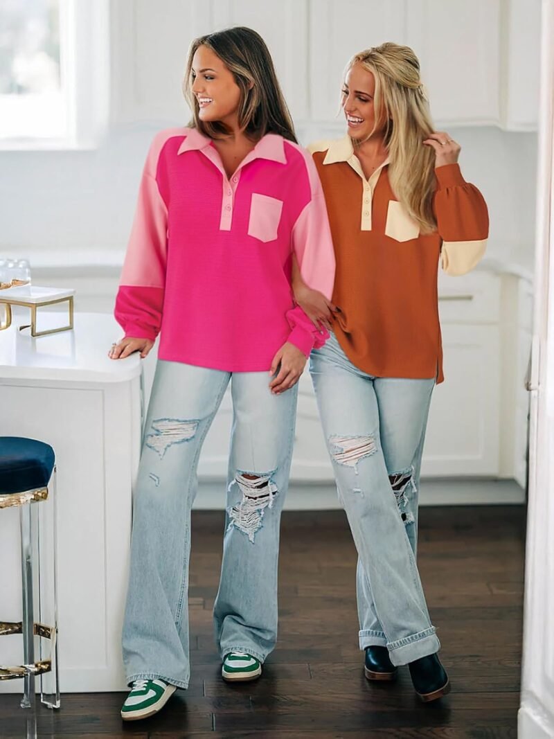 FAIRY SEASON Womens Sweatshirt Casual Button Lightweight Y2K Hoodie Lantern Long Sleeve Loose Pullover Tunic Tops - Image 5