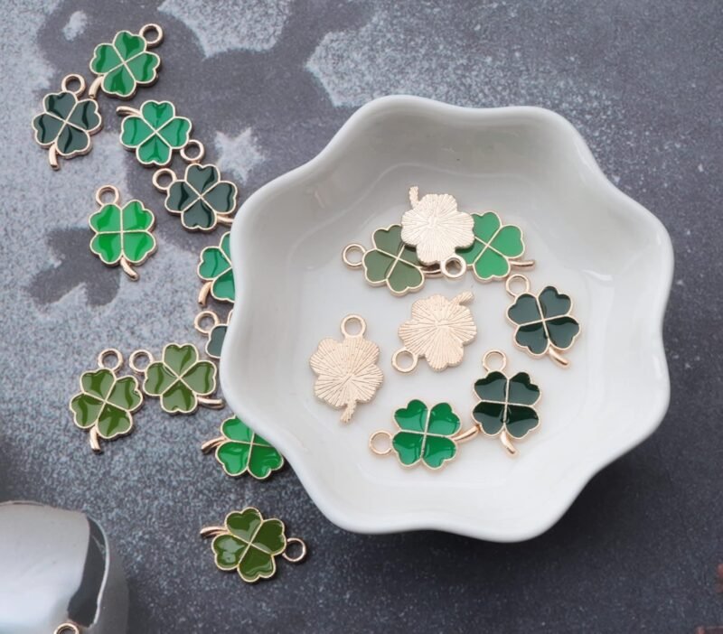 20 Pcs Four Leaf Clover Charms for St. Patrick’s Day Vintage Cute Small Enamel Pendants for Jewelry Making Kits Necklace Bracelet DIY Keychain Earring Accessories Supplies - Image 6