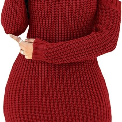 sexycherry Sweater Dresses for Women Casual Sexy Off Shoulder Long Sleeve Knit Pullover Winter Pullover Dress