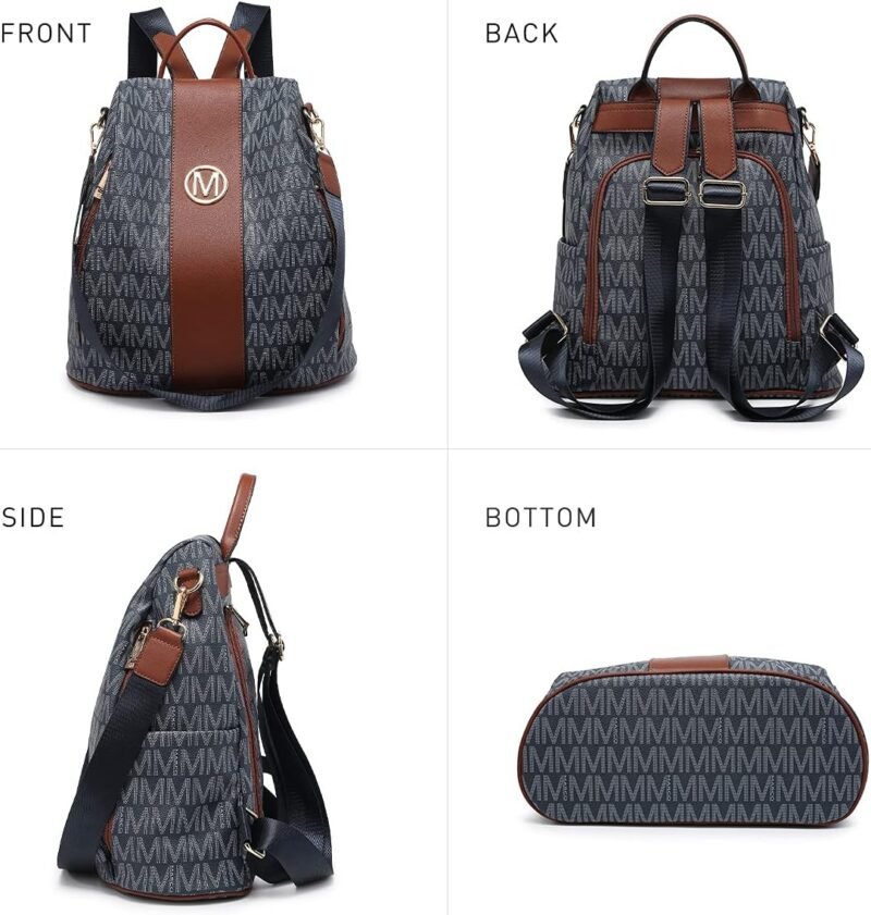 MKP COLLECTION Women Fashion Backpack Purse Multi Pockets Anti-Theft Rucksack Travel Shoulder Bag Handbag Set 2pcs - Image 6