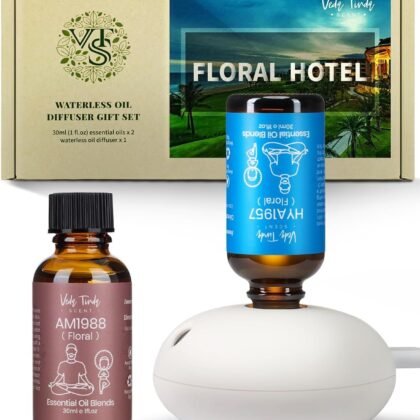 Hotel Diffuser Oil with Waterless Diffuser, Hotel Scent Essential Oil Gift Set for Women Mom Couples Friend (1 fl.oz Floral Hotel Scent Diffuser Oil x 2 & Aromatherapy Diffuser)