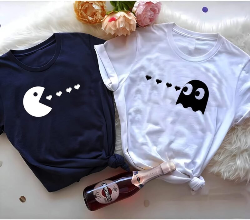 Matching Couples Shirts Pacman His and Her Shirt Set for Men Women T-Shirt - Image 2