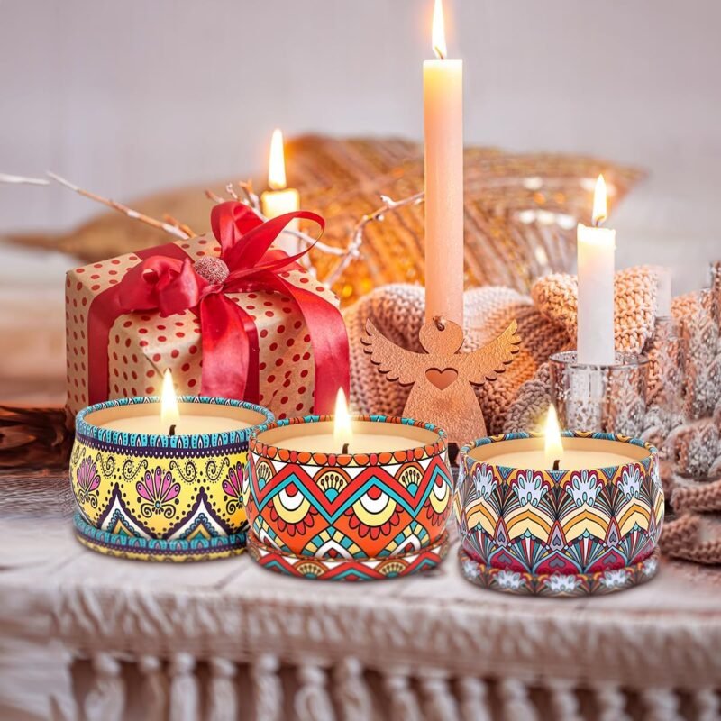 3 Packs Scented Candles Set, Soy Wax Stress Relief Aromatherapy Candles, Relaxation Gift Baskets for Women, Great Gift Ideal for Thanksgiving Christmas House Warming and Birthday - Image 2